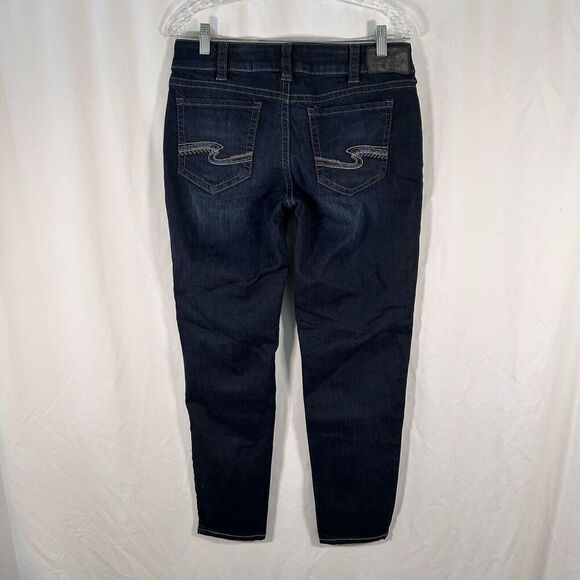 Silver Jeans Women's 31x26 Dark Wash Blue Denim Super Stretch Cotton Blend Mid R - Picture 6 of 11